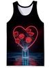 Camiseta para hombre con impresión digital 3D de pareja de San Valentín transfronteriza europea y americana con el texto "Amo a ti" en rojo.