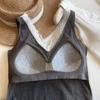Camisola de Moda con Escote en V y Ribete de Encaje, de Algodón Acanalado que Nutre la Piel como una Nube, Copas Integradas, Tirantes Anchos, Camiseta sin Mangas para Mujer