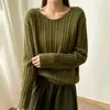 Suéter de Punto Cableado con Lentejuelas Cuello Redondo para Mujer 2026 Otoño Invierno Nuevo Estilo Estilo Perezoso Color Sólido Suave Manga Larga Top de Punto