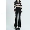 Jeans Acampanados Forrados de Polar Negro para Mujer, Nuevo Estilo 2026, Talla Petite, Elásticos de Cintura Alta, Adelgazantes, Pantalones Bootcut Fluidos
