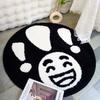 Manta de Felpa con Borlas de Cara Sonriente Feliz para Dormitorio Mesita de Noche Resistente a Manchas Antideslizante Aislante de Sonido Alfombra de Piso para Silla Giratoria Alfombra de Vestidor Felpudo