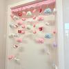 Cortina para Estudiante para Decoración de Puerta de Dormitorio en Casa, Cortina de Sala de Estar, Cortina de Puerta Divisoria Multipropósito de Tres Paneles con Nubes de Colores Estilo Europeo Sin Perforaciones