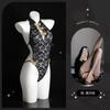Lemon Story Cheongsam Clásico Uniforme Pasión Tentación Lencería Sexy Mono Caliente Lencería Sexy Sin Quitar para Mujeres