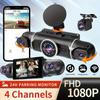 Grabadora de conducción de 4 vías 3 pulgadas HD 1080P dentro y fuera del coche, frontal y trasero, izquierdo y derecho 360 grados panorámico con wifi coche