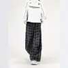 Calça Casual Xadrez Texturizada Branca 2025 Inverno Novo Masculina Estilo Americano Relaxada Casual Longa Curva