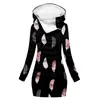 [Procesamiento Personalizado] Gabardina Gruesa de Invierno con Capucha Estilo Europeo y Americano, Impresión Digital 3D para Mujer, Longitud Media