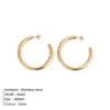 Pendientes de Aro Abierto de Acero Inoxidable Estilo Europeo y Americano para Mujer, Diseño de Tubo Grueso de Alta Gama, Simples y Versátiles, Pendientes que No se Desvanecen, Al por Mayor en Stock