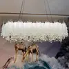 Lustre Estilo Creme Alto Padrão Novo Transfronteiriço Cristal Francês Vidro de Cristal Estilo Floresta de Folhas Sala de Estar Quarto Luminária