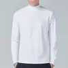 Camisa de Manga Comprida Básica Masculina Coreana Meia-gola Tendência Outono e Primavera T-shirt Preta Pura