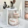 Caja de Almacenamiento Giratoria para Brochas de Maquillaje a Prueba de Polvo Organizador de Esponjas de Belleza para Escritorio Estante de Almacenamiento para Labiales Caja de Almacenamiento para Tocador