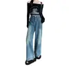 Jeans de Mezclilla Retro Americano para Mujer Delgados Primavera Verano 2026 Nuevos Sueltos Adelgazantes de Cintura Alta Pierna Recta Pierna Ancha Pantalones Largos hasta el Suelo