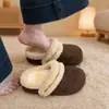 Medias zapatillas estilo Birkenstock para mujer de doble capa con ribete de felpa, novedad otoño/invierno 2026, zapatillas peludas retro de punta cerrada para usar en exteriores con forro de vellón añadido