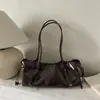 Moda de Viaje Estilo Coreano 2026 Nueva Bolsa de Hombro Grande de Lona Plegada con Cordón Casual Simple Elegante