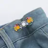Botón de Cara Sonriente con Margarita para Cintura, Base Plana, Desmontable, Sin Coser, Botón de Cintura Reductor para Jeans, Reductor de Talla de Cintura