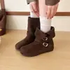Botas Martin de Suela Gruesa para Aumentar Altura para Mujer 2026 Nuevo Estilo Otoño/Invierno Botas de Gamuza Adelgazantes Botas Cortas Estilo Occidental Botas Versátiles Plegables