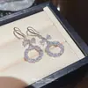 Anillo de Zircón Super Flash con Gancho para Oreja, Nuevo Estilo Coreano, Pendientes de Lujo de Celebridad de Internet, Pendientes de Moda y Elegantes para Mujer