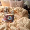 Juego de cama de cuatro piezas estilo Ins hecho de algodón puro, apto para madres y bebés, Clase A, para dormir sin ropa, incluye sábana bajera y funda de edredón, juego de tres piezas para estudiantes de dormitorio, estilo sábana bajera ajustable
