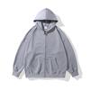 Chaqueta Pesada de Perfil Grande Marca de Moda 420g para Hombres y Mujeres, Sudadera con Cremallera Primavera y Otoño, Cárdigan Holgado Deportivo de Hombro Caído