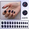 Fondo Negro Retro Flores Rojas Cuadradas Cortas Uñas Postizas Estilo Oscuro Degradado Dorado Foil Pegatinas de Uñas Acabado Pintado a Mano 24 Piezas Disponibles Ahora