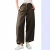 Pantalones de pierna ancha cropped ajustados de cintura alta, estilo casual suelto de nuevo estilo para verano, transfronterizos europeos y americanos, en color liso con botones