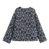 Ropa de Mujer a Rayas de Doble Cara Transfronteriza Europea y Americana, Chaqueta Retro de Cuello Europeo y Americano para Otoño e Invierno, Chaqueta Nueva de Algodón Estampada