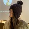 Protetores de ouvido de malha grossa forrados de lã de inverno para mulheres, chapéu Lei Feng quente e fofo para viagem, chapéu de lã casual à prova de frio para todos os tipos de combinações