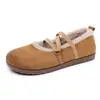 Zapatos casuales de invierno para mujer, nuevo estilo, para interior, ligeros y cómodos, tipo slip-on, zapatos de algodón estilo Birkenstock retro con punta redonda