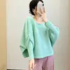 Estilo Miyake qualidade de balcão novo top feminino roupas soltas plus size manga morcego manga longa estiloso versátil camiseta