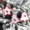 Decorações de Natal pequenos pingentes de madeira pingentes de árvore de Natal sinos pingentes de cinco estrelas adereços de decoração para casa