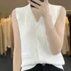 Elegante Chaleco de Punto con Cuello en V y Trenzas 26 Primavera Chaleco de Punto para Superponer Moda Color Sólido Estilo Coreano Cárdigan para Mujer