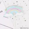 Paquete de 10 bolas de pelo para decorar tartas de cumpleaños, nubes, luna roja enchufable, nubes blancas, adornos de arcoíris para tartas, banderas.