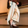 Calça Casual Amendoada de Corte Curvo Estilo Old Money para Mulheres, Nova Coleção de Outono, Tamanho Plus, Cintura Alta, Caimento Solto, Emagrecimento, Calça Cropped de Perna Larga