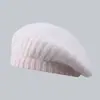 Boina de Punto de Pelo de Conejo Venta al por Mayor de Fábrica Estilo Coreano para Mujer de Cabeza Grande Plegable Gorro de Artista Venta al por Mayor Boina para Otoño e Invierno