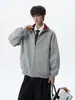 Temporada de primavera y otoño, peso pesado, bloques de color, corte holgado, casual, deportivo, cárdigan con doble cremallera, top extragrande para hombre