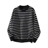 Suéter Rayado Pesado Estilo Americano para Hombre, Otoño e Invierno Holgado Cuello Redondo Manga Larga Casual Versátil Tejido de Punto, Nuevo Modelo 2026