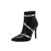Botas de Caballero Tobilleras Cortas de Patchwork con Estampado de Serpiente, Punta Fina y Tacón de Aguja - Dropshipping Amazon AliExpress