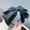 B053 Diadema de Lazo de Tres Capas de Seda y Satén Color Puro Dulce Lazo Grande Diadema de Seda y Satén Femenina Estilo K Accesorios Populares para el Cabello