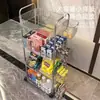 Carrinho de lanches de acrílico com prateleira de armazenamento, armazenamento de piso para banheiro, prateleira de armazenamento de cosméticos móvel