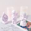 Molde de Vela de Ángel de Pegamento DIY Ángel Rosa Niño Niña Ángel Orando Yeso Resina Molde de Silicona