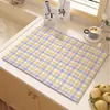 Tapete Drenante Impermeável de Couro Xadrez Fresco e Simples para Cozinha, Impermeável, Resistente a Óleo, Resistente ao Calor, Tapete de Proteção para Bancada