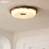Lámpara de Techo Usada para Dormitorio Viento Forma de Calabaza Fruncida Creativa Retro Espectro Completo Protección Ocular Luz Ambiental Habitación Madera