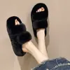Pantuflas Esponjosas para Mujer Ropa de Exterior 2026 Nuevo Estilo Coreano Ins Zapatos de Moda Primavera Otoño Hogar Tacón Alto Suela Gruesa Zapatos de Pantuflas de Algodón