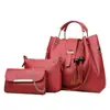 Bolso de Mujer Cruzado Nuevo Color Sólido Moda Cuentas Borla Set de Tres Piezas Bolso Suegra Portátil Hombro Bandolera Venta al por Mayor