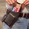 Bolso de Cuero Crazy Horse para Hombre Bolso de Cintura para Teléfono Móvil de Hombre Nuevo Cinturón Portátil Bolso de Cuero para Teléfono Móvil Bolso de Cintura Táctico Deportivo para Hombre