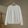 Novedad Otoño e Invierno Tejido de Cachemira para Mujer Suéter de Cuello Redondo Engrosado Color Sólido Simple Tejido Amigable con la Piel Camiseta Básica Holgada