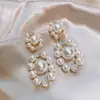 Pendientes Ovalados de Plata Retro Francesa con Aguja de Plata, Circonita y Perla, Modernos, Ligeros y Lujosos, Elegantes, Pendientes de Alta Gama para Mujer