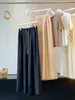 Calça Larga de Algodão Linho Seda Gelo Estilo Preguiçoso para Mulheres, Nova de Verão Cintura Alta Reta Solta Fluida Versátil Casual Longa