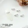 Acessórios Brilhantes de Zircônia para Nail Art em Dourado e Prata, Laço Luxuoso de Alta Qualidade Cravejado de Zircônia com Pingente de Pérola, Decoração de Diamante para Unhas