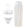 Conjunto de Falda de Color Sólido de Nuevo Estilo 2026, Diseño Casual para Vacaciones, Conjunto de Dos Piezas de Traje de Baño Ajustado al Cuerpo para Mujer