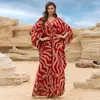 2025 nuevo vestido de playa de algodón europeo y americano con estampado de posicionamiento para mujer, bata holgada, blusa de bikini, ropa protectora solar